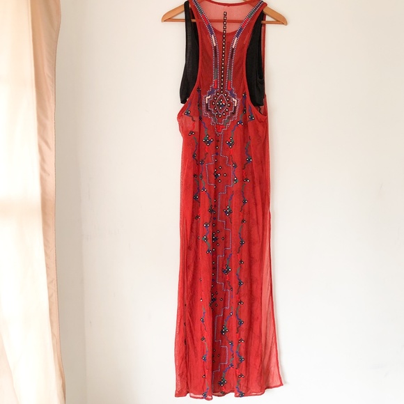 Free People Red Embroidered Maxi Dress - Picture 2 of 14